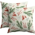 thumbnail image 1 of Beige Christmas Pillow Covers 16x16 Set of 2 Green Red Xmas Berries Twigs Rustic Decorative Outdoor Farmhouse Zipper Pillowcases Decoration Winter Holiday Throw Cushion Cover Decor for Couch Sofa Bed, 1 of 6
