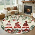 thumbnail image 1 of Beige Christmas Round Rug 5ft Washable Circle Kitchen Rugs Non Slip Gnomes Xmas Tree Poinsettia Eucalyptus Large Area Rug Indoor Floor Carpet for Bedroom Living Room Home Office Dining Room Nursery, 1 of 8