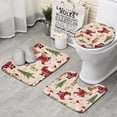 thumbnail image 1 of Beige Christmas Santa and Animal Pattern Bathroom Rugs Sets 3 Piece,Toilet Cover Set,Absorbent Non Slip Bathroom Mats Sets with U-Shaped Contour Rug Toilet Rug Set, 1 of 5