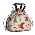 thumbnail image 1 of Beige Christmas Santa and Animal Pattern Drawstring Lunch Bag Women - Drawstring Lunch Bag Insulated for Work Office - Stain-Resistant Large Lunchbags for Women with Multi-Pockets, 1 of 6