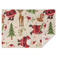 thumbnail image 1 of Beige Christmas Santa and Animal Pattern Rectangle Tablecloth 60"x84",Waterproof Polyester Rectangle Table Cloth, Wipeable Spillproof Polyester Tablecloth for Dining, Camping, Indoor and Outdoor, 1 of 5