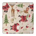 thumbnail image 1 of Beige Christmas Santa and Animal Pattern Square Fitted Tablecloth with Elastic Edge,Square Table Cover,Washable Elastic Table Cover for Home Kitchen Party Decor 36"x36", 1 of 6