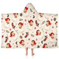 thumbnail image 1 of Beige Christmas Santa Pattern Hooded Bath Towel，50"x30" for Ages 3 To 12 Kids, Quick Dry Lightweight Soft Microfiber Hood Beach Towel Cover Up for Kids, 1 of 7