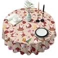 thumbnail image 1 of Beige Christmas Santa Pattern Round Tablecloth 60"x60",Wrinkle Wipeable Table Cloth for Kitchen Dining Room Picnic Patio Party, 1 of 6