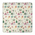 thumbnail image 1 of Beige Christmas Santa Pattern Square Fitted Tablecloth with Elastic Edge,Square Table Cover,Washable Elastic Table Cover for Home Kitchen Party Decor 34"x34", 1 of 6
