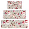 thumbnail image 1 of Beige Christmas Santa and Reindeer Pattern Kitchen Rugs Sets Of 3,Kitchen Runner Rugs Non Skid Washable,Decorative Kitchen Floor Mats for Kitchen,Sink,Laundry,17"x30"+ 17"x47" + 17"x59", 1 of 6