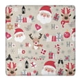 thumbnail image 1 of Beige Christmas Santa and Reindeer Pattern Square Fitted Tablecloth with Elastic Edge,Square Table Cover,Washable Elastic Table Cover for Home Kitchen Party Decor 36"x36", 1 of 6