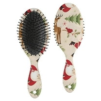 Beige Christmas Santa and Animal Pattern Hair Brush,Girls Detangling Hair Brush,Glide Through Tangles with Ease for Wet & Dry Hair,8.8"X2.8"