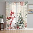 thumbnail image 1 of Beige Christmas Sheer Curtains 84 Inch Length 2 Panels Set Window Treatments, Snowman Xmas Tree Coastal Snowflake Starfish Rod Pocket Semi Curtains for Living Room/Bedroom/Kitchen, 104"W x 84"L, 1 of 7