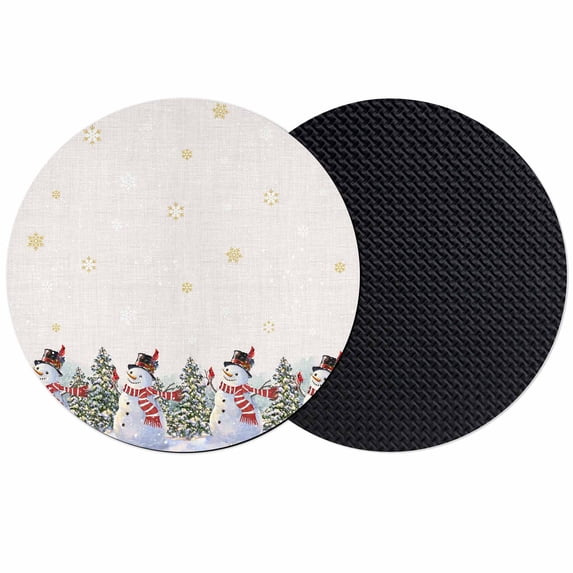 Beige Christmas Snowman Coasters Set of 2, Absorbent Coasters for Drinks, Winter Xmas Tree Snowflakes Coaster for Desk Coffee Table Protection, Home Decor House Warming Gifts 4"