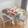 thumbnail image 1 of Beige Christmas Table Cloth Waterproof Tablecloths, Gnomes Xmas Tree Poinsettia Eucalyptus Tablecloth Dining Table Cover for Kitchen Party Tabletop Outdoor, Square Tablecloth 60x60 Inch, 1 of 9