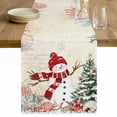thumbnail image 1 of Beige Christmas Table Runner - 70 Inch Long Snowman Xmas Tree Coastal Snowflake Starfish Cotton and Linen Blended Dress Scarves Farmhouse Table Runner for Kitchen Dining, Coffee Table, 13" x 70", 1 of 8