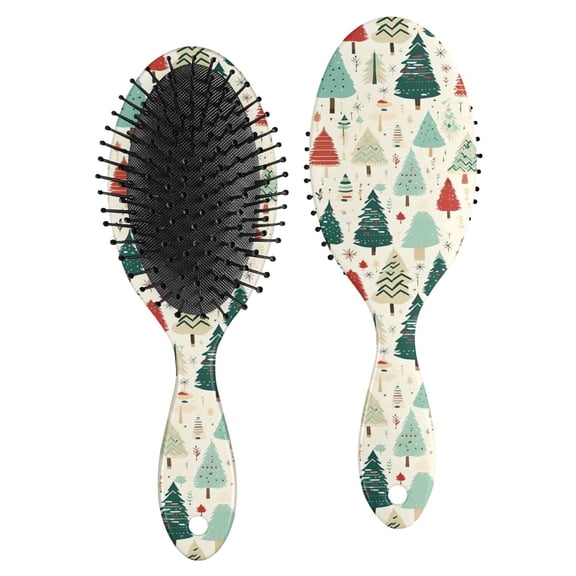 Beige Christmas Tree Pattern Hair Brush,Girls Detangling Hair Brush,Glide Through Tangles with Ease for Wet & Dry Hair,8.8"X2.8"