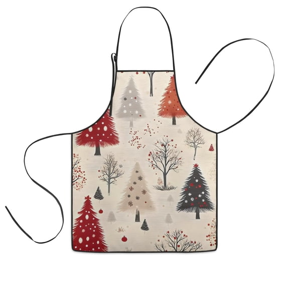 Beige Christmas Tree Pattern Kids Aprons for Girls and Boys,Adjustable Neck Strap Toddler Aprons for Kids Cooking Baking