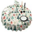 thumbnail image 1 of Beige Christmas Tree Pattern Round Tablecloth 60"x60",Wrinkle Wipeable Table Cloth for Kitchen Dining Room Picnic Patio Party, 1 of 6