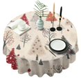 thumbnail image 1 of Beige Christmas Tree Pattern Round Tablecloth 60"x60",Wrinkle Wipeable Table Cloth for Kitchen Dining Room Picnic Patio Party, 1 of 6