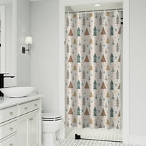Beige Christmas Tree Pattern Shower Curtain 36"x72" ,Bathroom Decorative Shower Curtains Set with 12 Hooks,Modern Waterproof Washable Shower Curtain