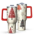 thumbnail image 1 of Beige Christmas Tree Pattern Tumbler with Handle and Lid,40oz Double Wall Vacuum Insulated Tumbler,Cups Gift for Women and Men, 1 of 7