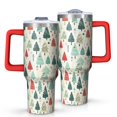 thumbnail image 1 of Beige Christmas Tree Pattern Tumbler with Handle and Lid,40oz Double Wall Vacuum Insulated Tumbler,Cups Gift for Women and Men, 1 of 7