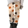Beige Christmas Winter Thermal Pants, Polyester Women High Waisted