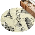Beige City Area Rugs 3.3' (Round) Modern Black Architecture Light ...