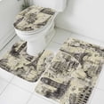 Photo inspiration: Picture Idea: Beige City Bathroom Rugs Set Retro Country Beige Architecture Newspaper
