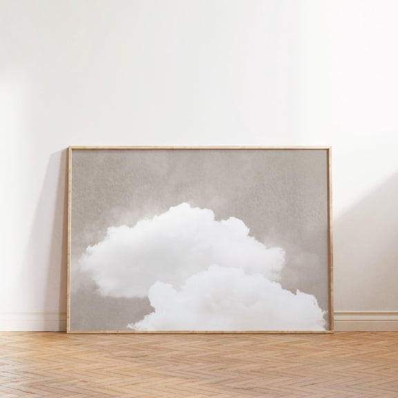 Beige Cloud Minimal Landscape Wall Art, Unframed Canvas Size 8x12
