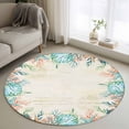 thumbnail image 1 of Beige Coastal Round Area Rug 3Ft Washable Small Circle Rugs for Kitchen Entryway, Summer Nautical Beach Coral Starfish Non-Slip Carpet Floor Mats Indoor Outdoor Carpet Runner Aesthetic Home Decor, 1 of 8
