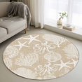 thumbnail image 1 of Beige Coastal Round Living Room Rugs 4 ft, Nautical Starfish Octopus Coral Summer Washable Area Rug with Non-Slip Sturdy Edge Binding Round Carpet for Entryway Kitchen Bedroom Bathroom, 1 of 9