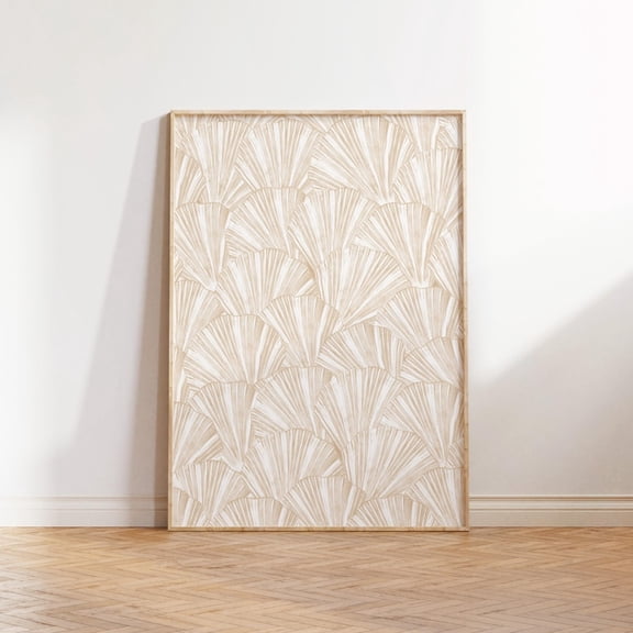 Beige Coastal Seashell Minimal Wall Art, Unframed Paper Print Size 8x12