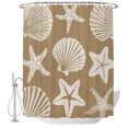thumbnail image 1 of Beige Coastal Shower Curtain for Bathroom, Starfish Shell Ocean Nautical Waterproof Cloth Fabric Bathroom Accessories Set with 9 Rust Proof Plastic Hooks, 36"x72", 1 of 9