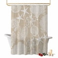 thumbnail image 1 of Beige Coastal Shower Curtains for Bathroom, Nautical Starfish Octopus Coral Summer Washable Fabric Shower Curtain with Hooks Waterproof Bathroom Decor Sets, 36 x 72 Inches, 1 of 9