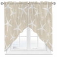 thumbnail image 1 of Beige Coastal Starfish Swag Curtains Valance For Kitchen Windows, Nautical Summer Beach Ocean Rustic Wide Rod Pocket Curtain Drapes, Bathroom Living Room Light Filtering Drapery Panels, 56"W x 36"H, 1 of 9