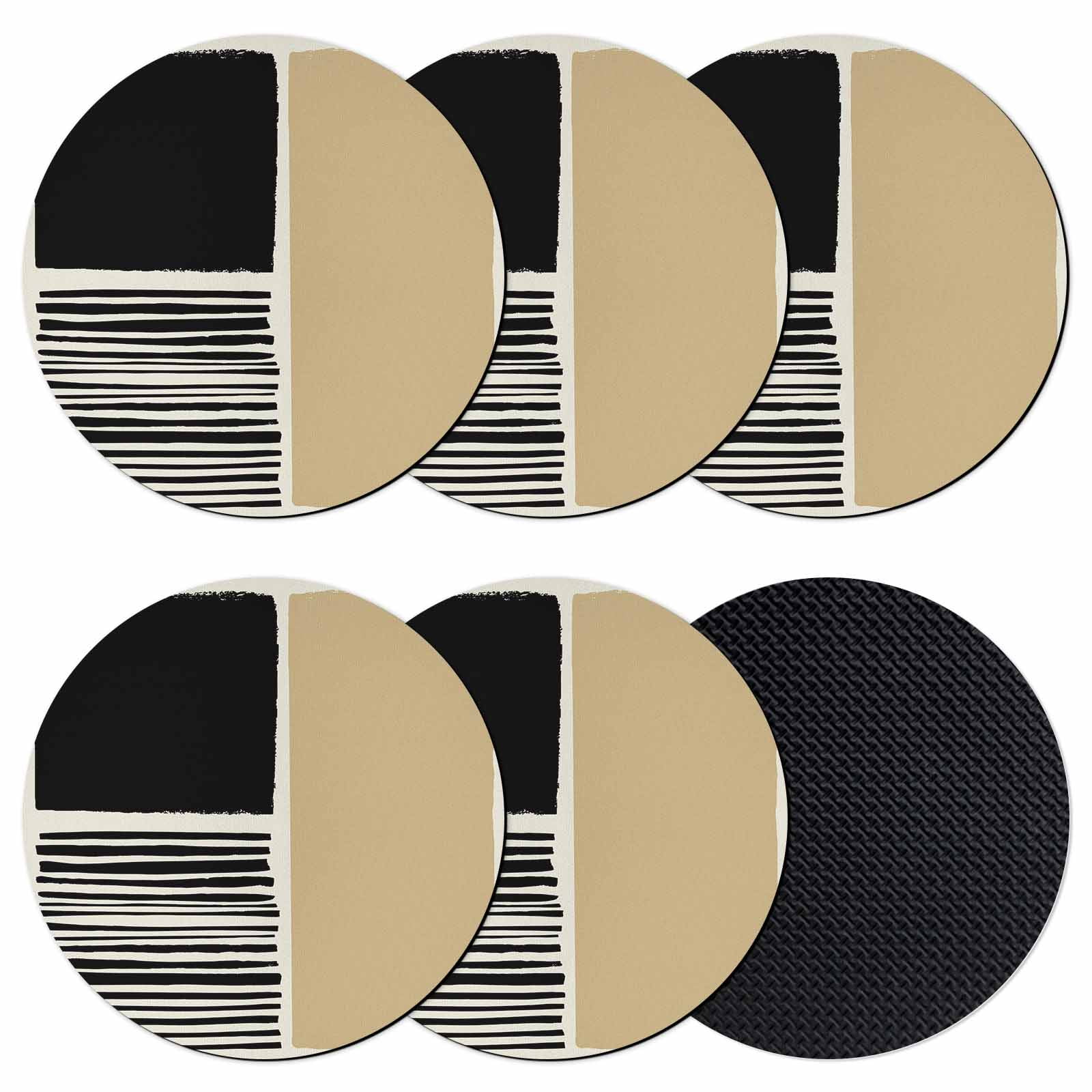 Beige Coasters Set of 6, Absorbent Coasters for Drinks, Modern Abstract ...