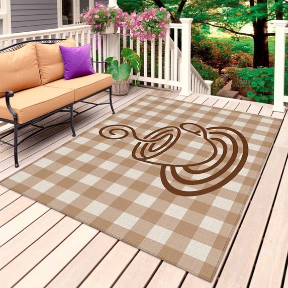 Beige Coffee Outdoor Rug for Patio/Deck/Porch, Non-Slip Large Area Rug ...