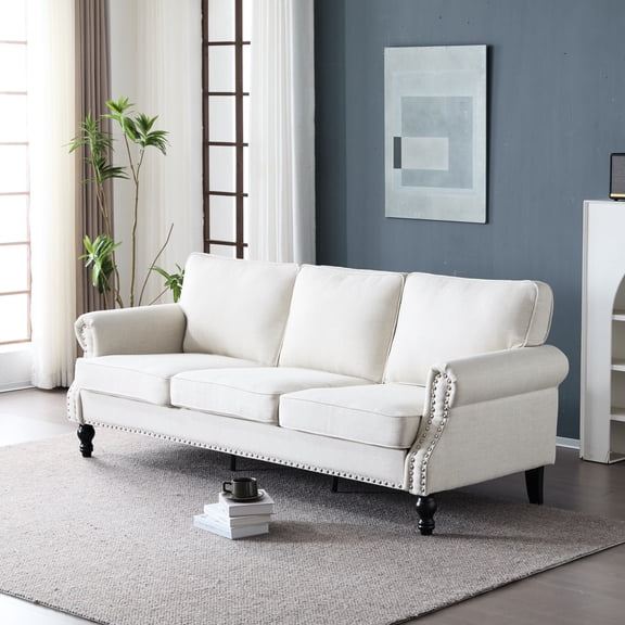 Beige Color, 3 Seater, High - resilience Springs - Relaxing Sofa for Living Room