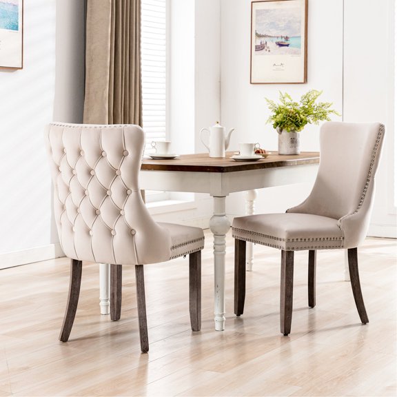 Beige Color - Adjustable Leg Height - Dining Room Seating Option / High - Density Foam Cushion / Elegant Dining Set