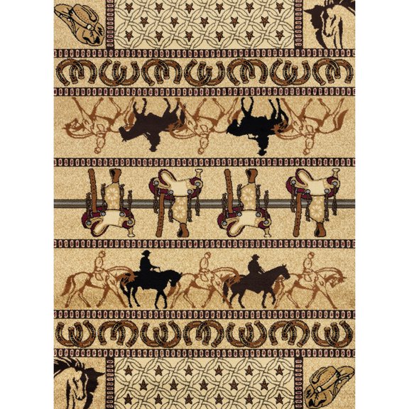 Beige Color - Horse and Cowboy Symbols - Home Decor - Stain Resistant and Easy to Clean