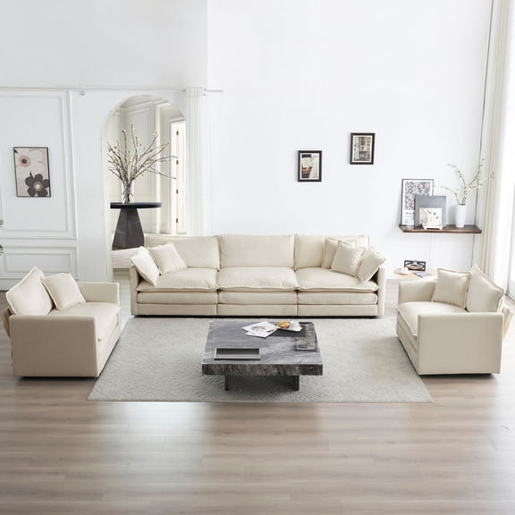 Beige Color - Sturdy Frame and Soft Filling - Living Room Entertainment - Relaxed Socializing