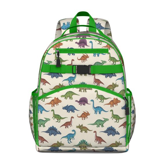 White Boho Bohemia Rainbows Suns Clouds Pattern Backpack for School,Cute School Bag,Schoolbag with Adjustable Shoulder Straps & Padded Back,15.25"x11.5"x5.25"