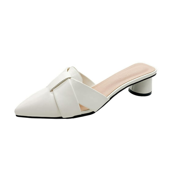 Beige Comfortable Sandals With Chunky Heel And Pointed Toe For A Secure And Stylish Footwear Choice