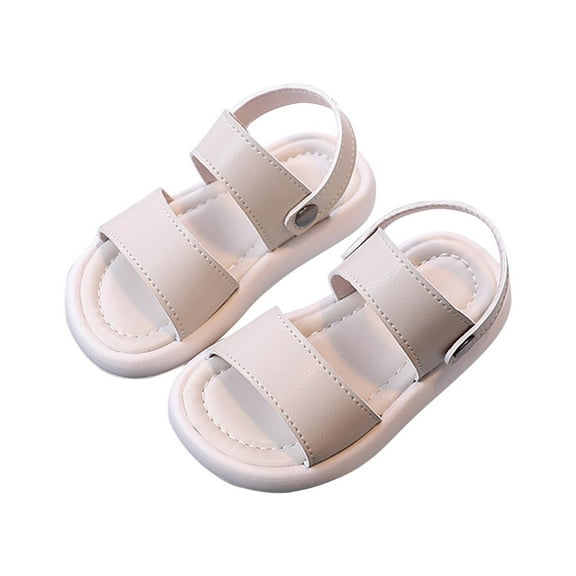 Beige Comfortable Soft Soled Sandals For Young Girls, Non-Slip Bottom, Active Play And Walking