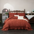 thumbnail image 1 of Beige Comforter Set Queen Size,Ruched Boho Bedding 9-Piece Bed-in-a-Bag for All Seasons,Fluffy Luxury Ruffle Bedding Set with Comforter, Flat Sheet, Fitted Sheet, Pillow Shams, Pillowcases, 1 of 12