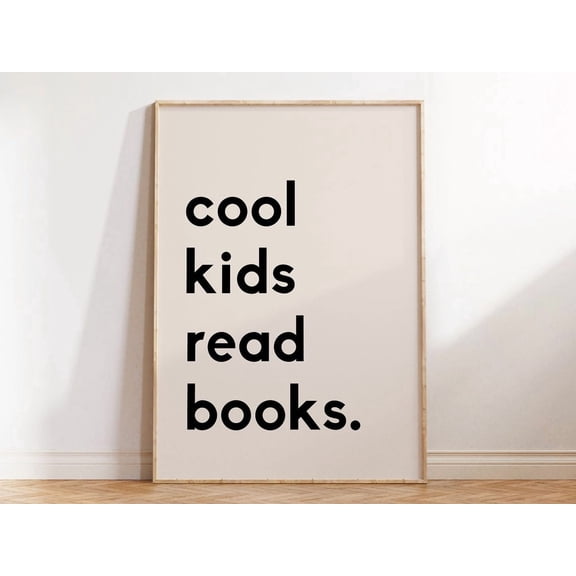 Beige Cool Read Books Illustration Nursery Wall Art Print, Playroom And Classroom Decor