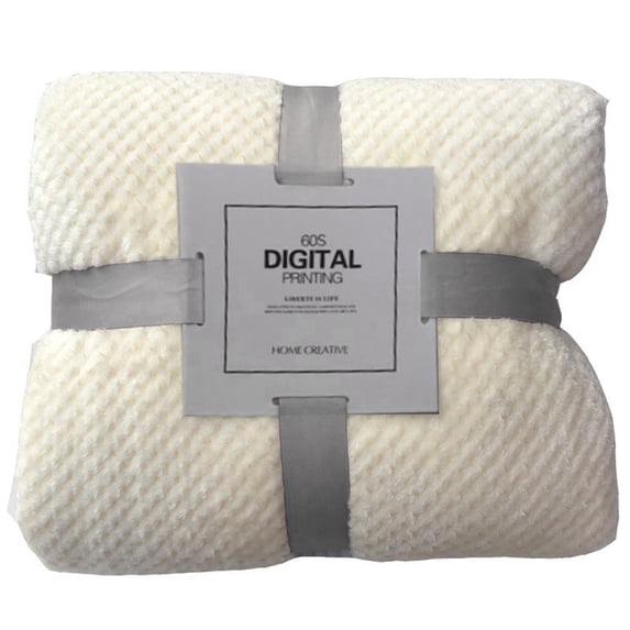 Beige Coral Fleece Throw Blanket - Breathable Thick Warm Plaid Flannel Mesh | Large Soft Bed Blanket Home Textiles with Cozy Fleece Texture | Lightweight & Warm Blanket for Bedroom(70*100cm)