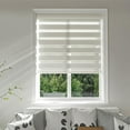 Beige Cordless Zebra Roller Shades with Valance, 35 Inches Wide, Double