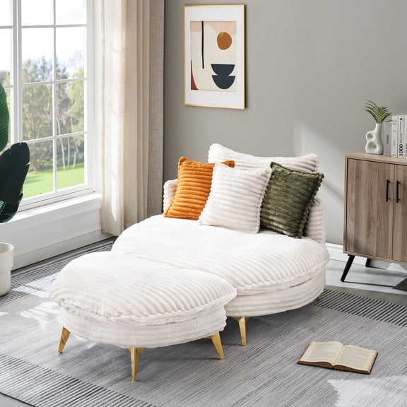 Beige Corduroy - Multiple Sitting Positions - Office Reception Area - Easy Assembly