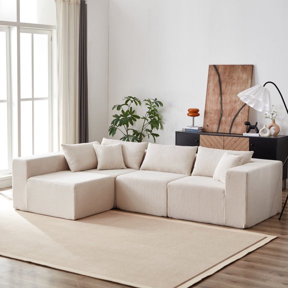 Beige Corduroy - No Assembly Needed - Quick Setup - Time-Saving