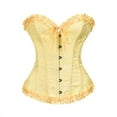 thumbnail image 1 of Beige Corset Top Bustier Shapewear Lingeri Push Up Bodysuit Lace Trim Waist Going Out Bodice Top Sexy Overbust Strapless Bodysuit Yellow XS-Small, 1 of 4