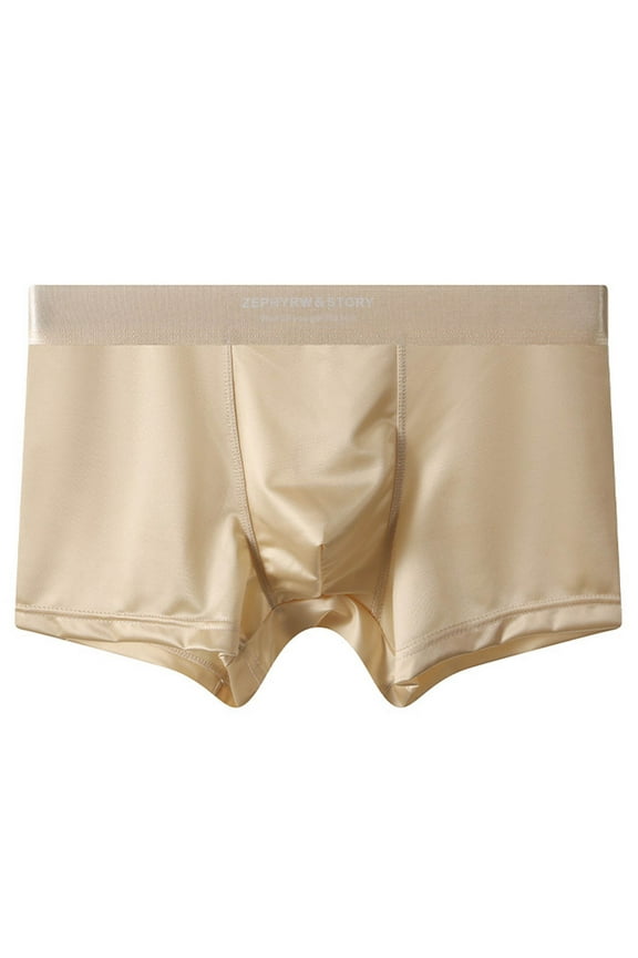 Beige Cotton Boxer Briefs for Men 2XL - Big and Tall, Extended Length, Sporty with Secure Fit, Comfortable for Daily Wear & Workouts